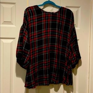 Tartan plaid  maternity blouse